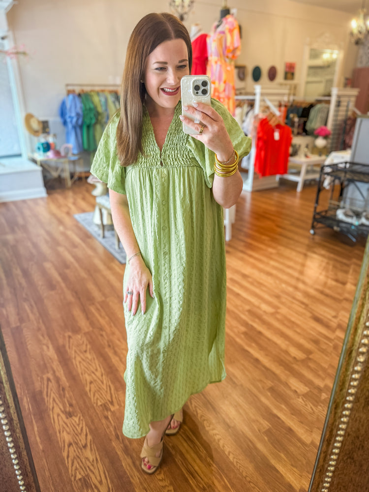 Fully Convinced Midi Dress in Lime