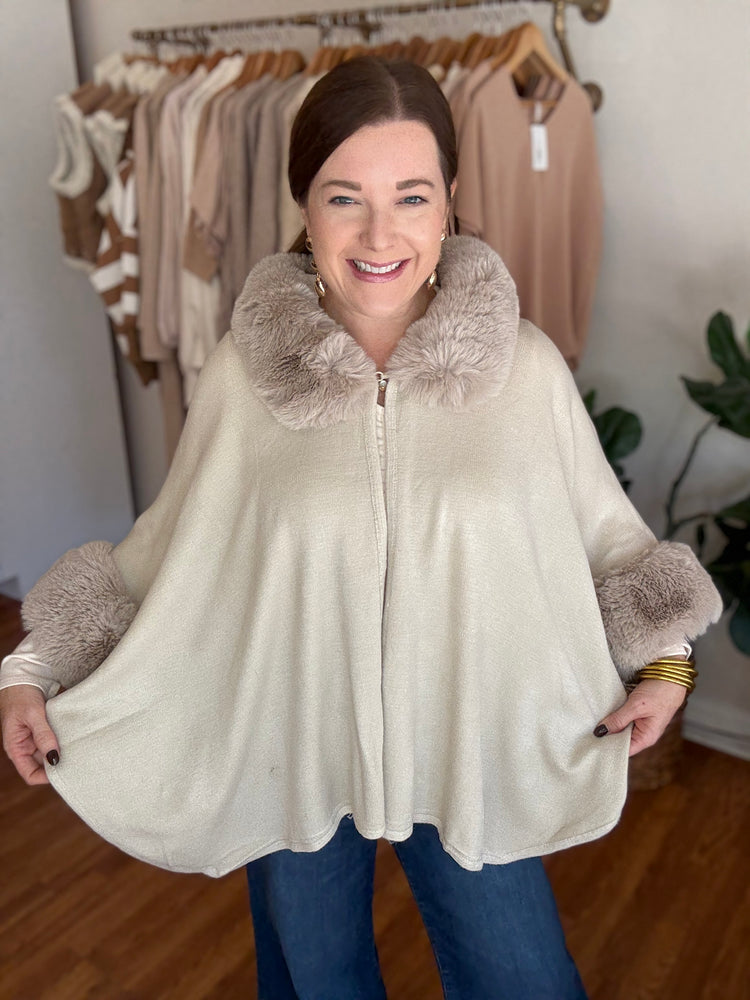 Central Park Poncho in Ivory