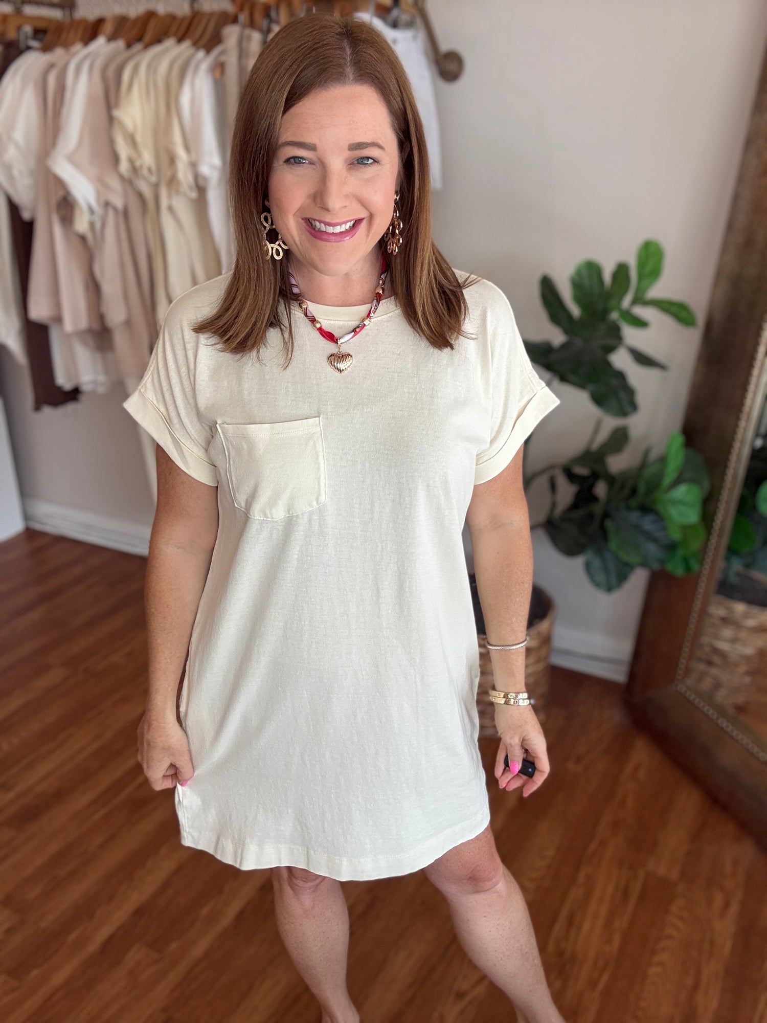off white tee shirt dress Cotton T-Shirt Dress in Off White
