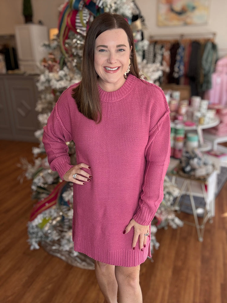 In this Moment Sweater Dress in Rose