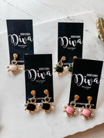 Square & Pearl Drop Earrings