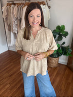 No Rush Top in Taupe