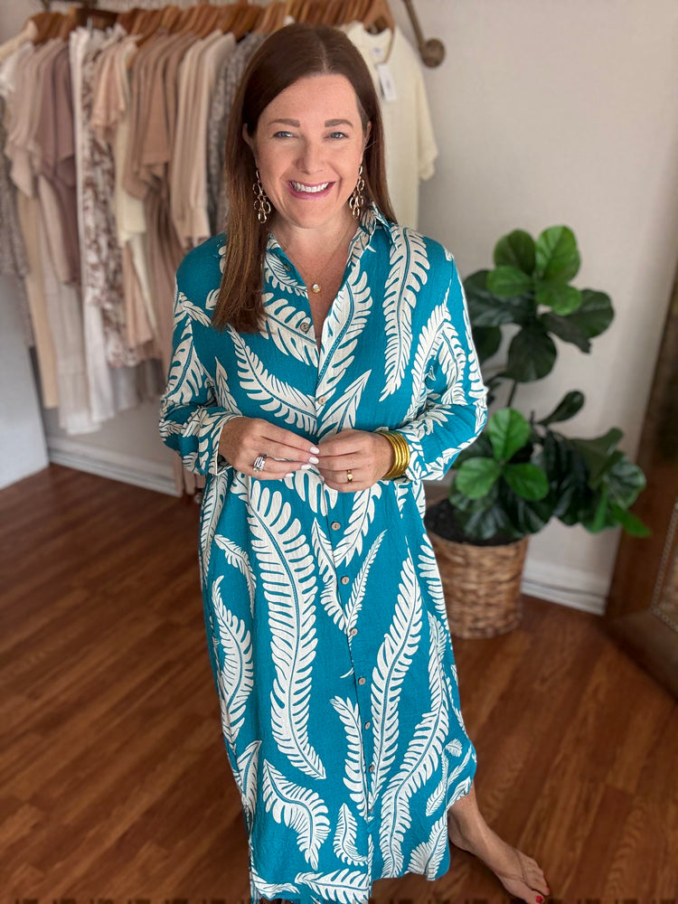 Time Flies Dress in Teal