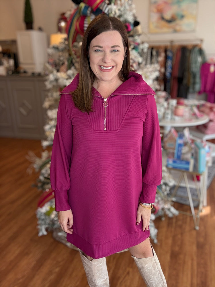 Stay Awhile Dress in Magenta