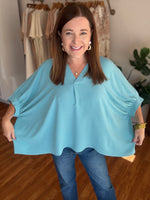 Everyday Dolman V-neck Top in Seafoam