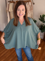 Everyday Dolman V-neck Top in Olive