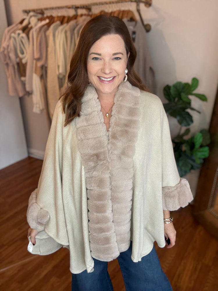 The Plaza Poncho in Ivory