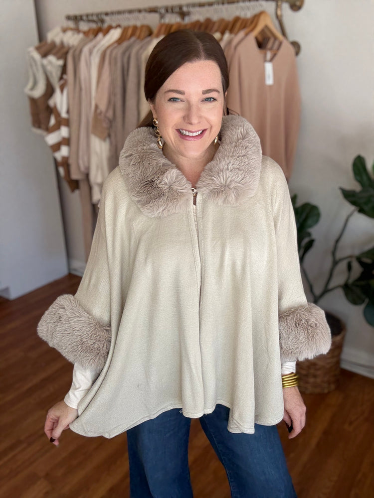 Central Park Poncho in Ivory