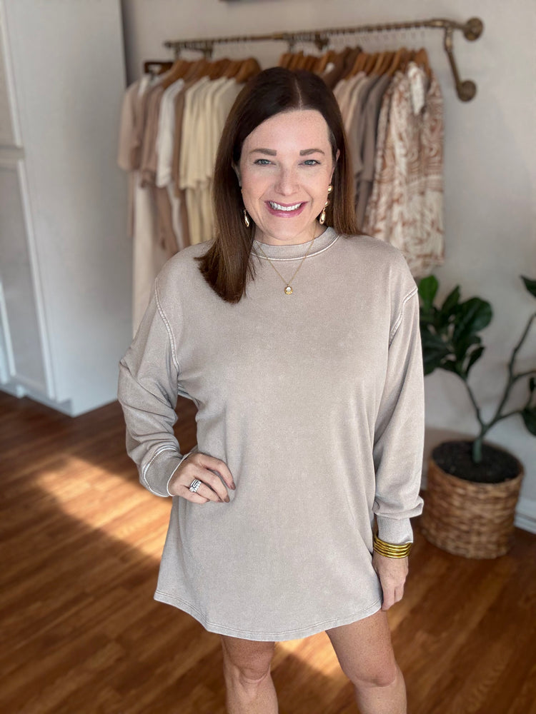 Weekend Sweatshirt Dress in Taupe