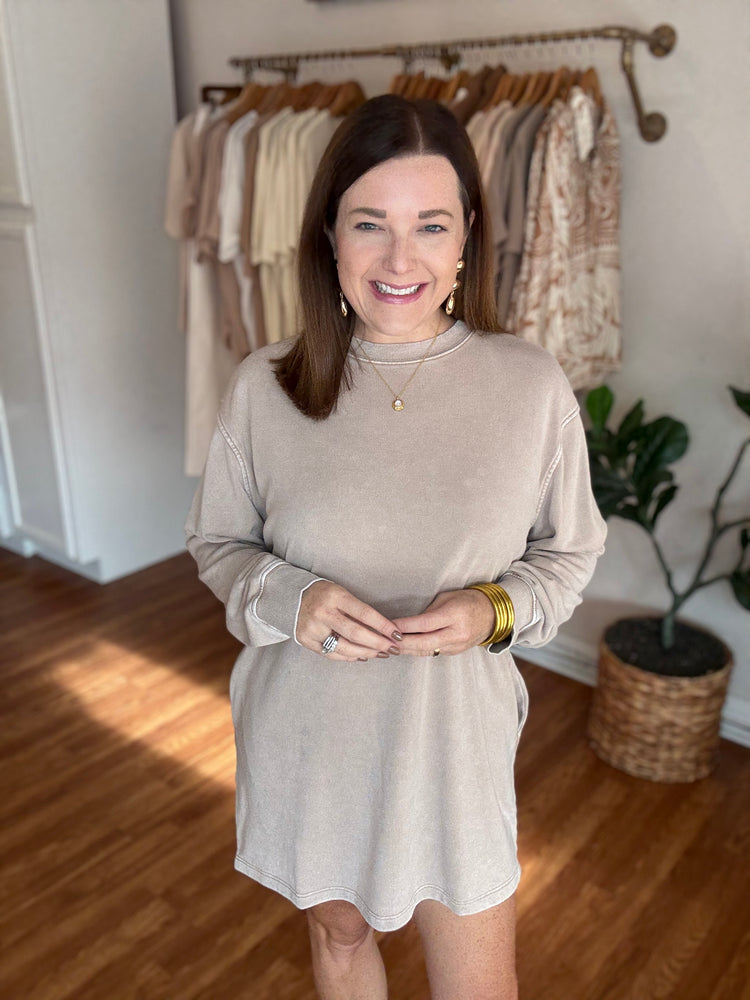 Weekend Sweatshirt Dress in Taupe