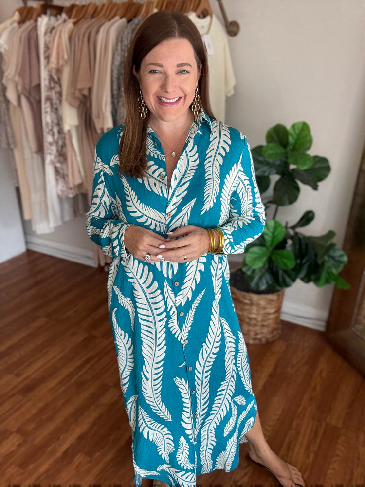 Time Flies Dress in Teal