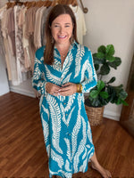 Time Flies Dress in Teal