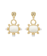 Square & Pearl Drop Earrings