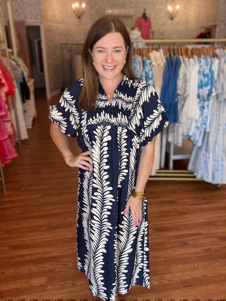 Keep on Repeat Dress in Navy