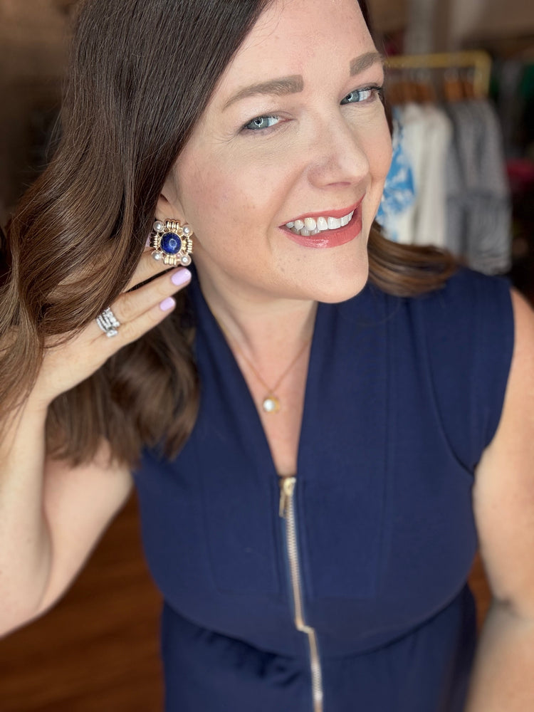 Stone & Pearl Earrings