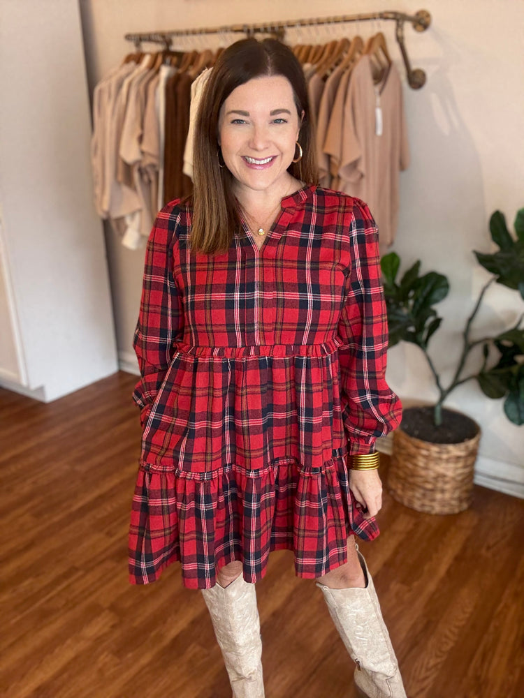 Plaid You're Here Dress