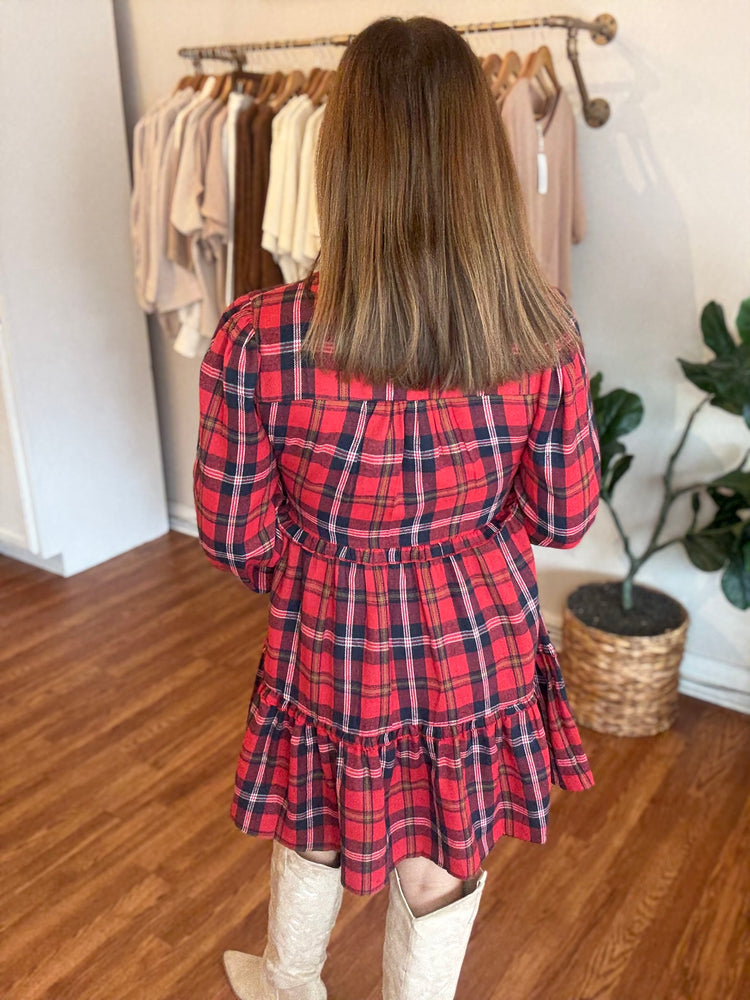 Plaid You're Here Dress