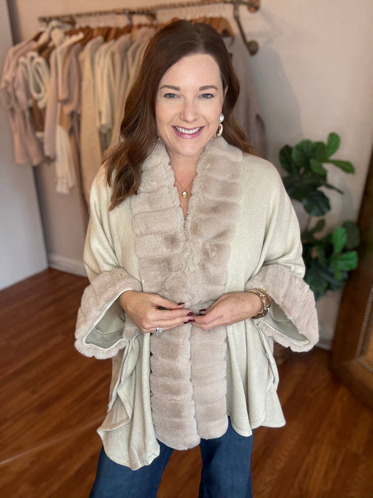 The Plaza Poncho in Ivory