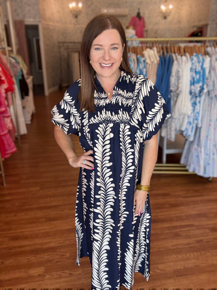 Keep on Repeat Dress in Navy