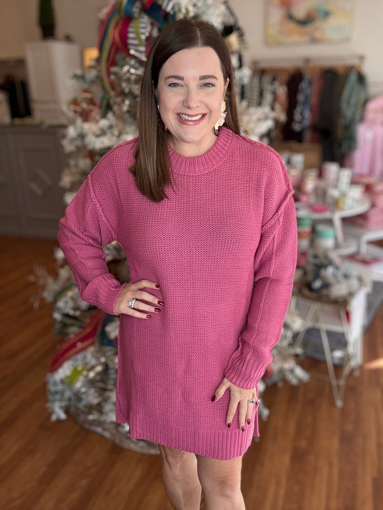 In this Moment Sweater Dress in Rose
