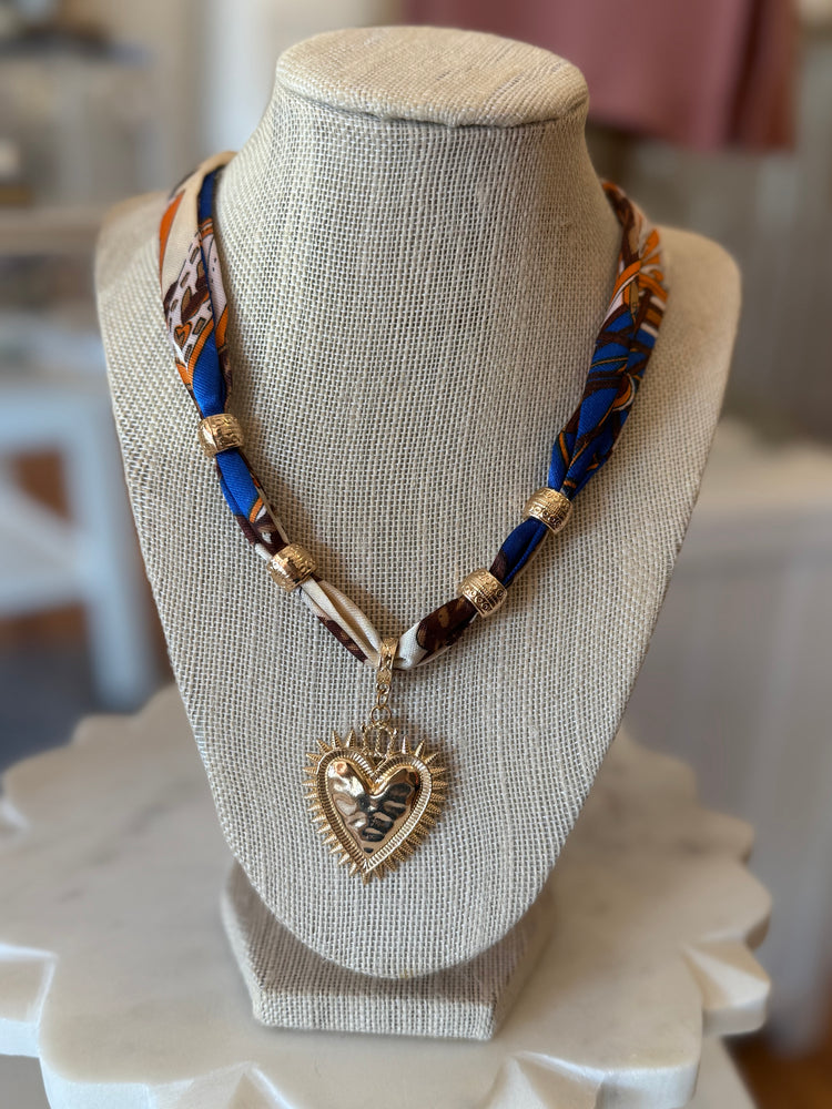 Heart & Charm Scarf Necklace
