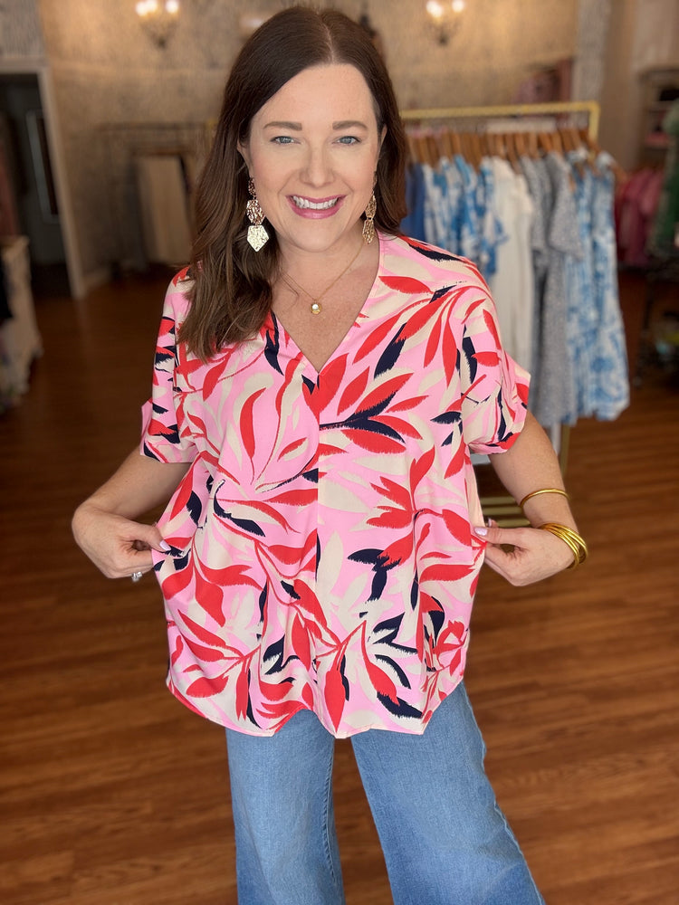 First & Foremost Top in Pink/Ivory