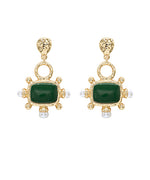 Square & Pearl Drop Earrings