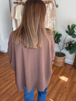 Everyday Dolman V-neck Top in Brown