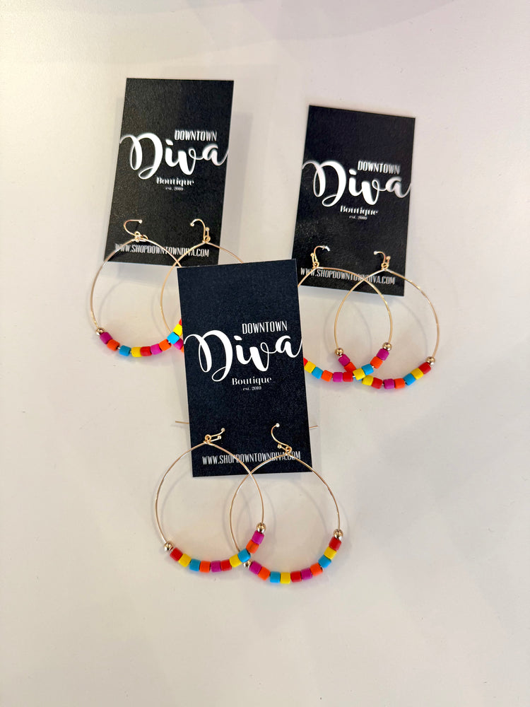 Beaded Oval Earrings