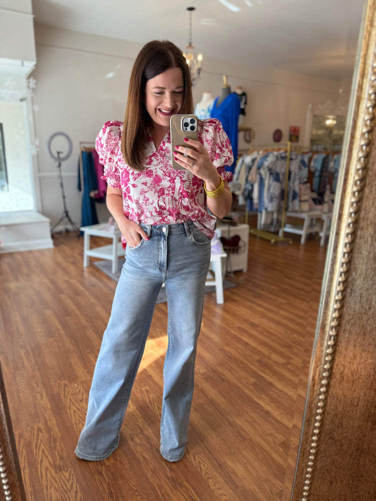 Rise High Rise Wide Leg Jeans-Light Wash