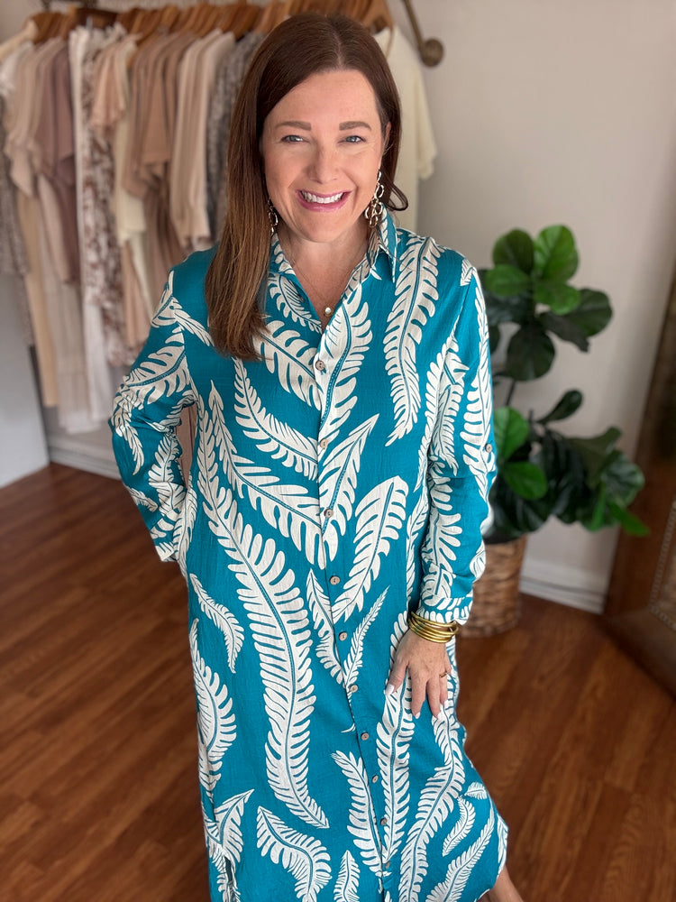 Time Flies Dress in Teal