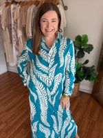 Time Flies Dress in Teal