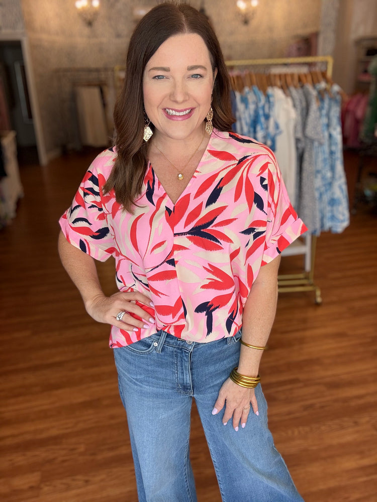 First & Foremost Top in Pink/Ivory