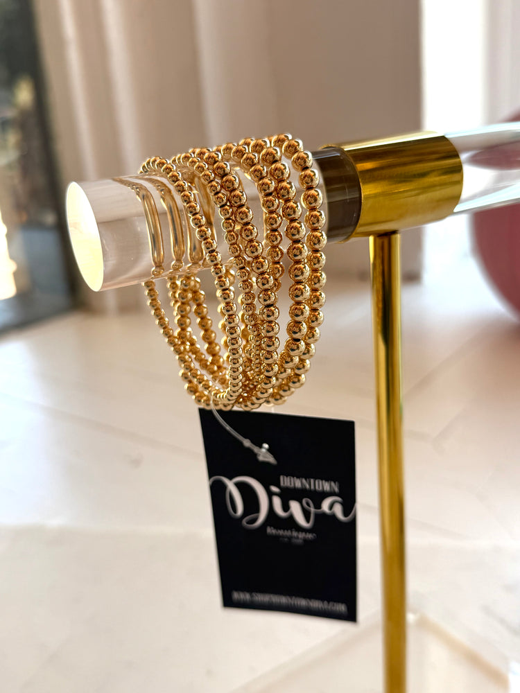 Gold Bead 6 Row Bracelet Set
