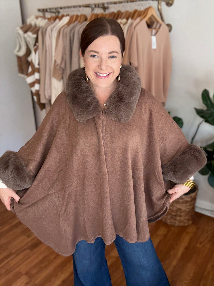 Central Park Poncho in Mocha