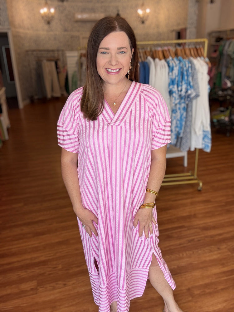 By the Bay Midi Dress in Pink