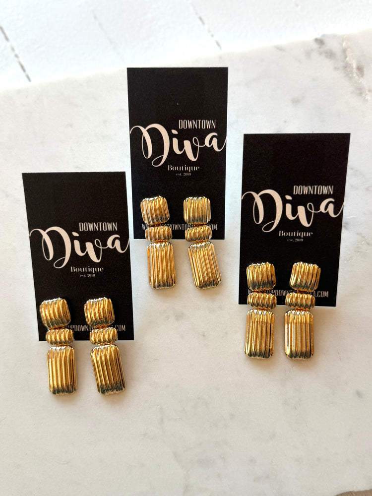 Textured Rectangle Drop Earrings