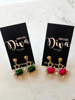 Square & Pearl Drop Earrings