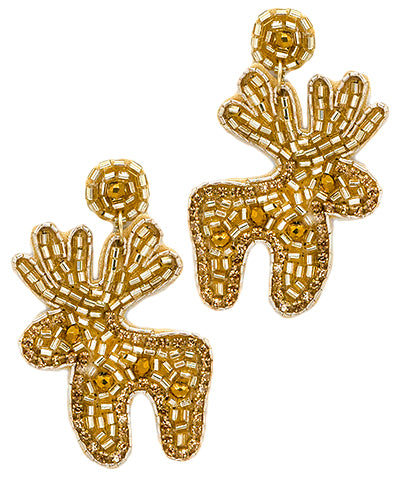 Gold Reindeer Earrings