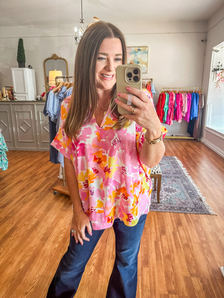Bright Vibes Top in Pink