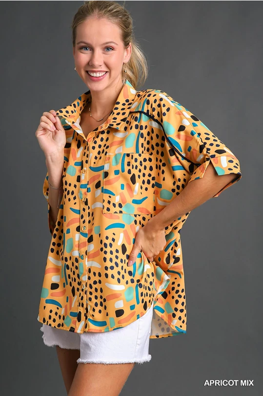 Jazzy in the Jungle Top in Apricot