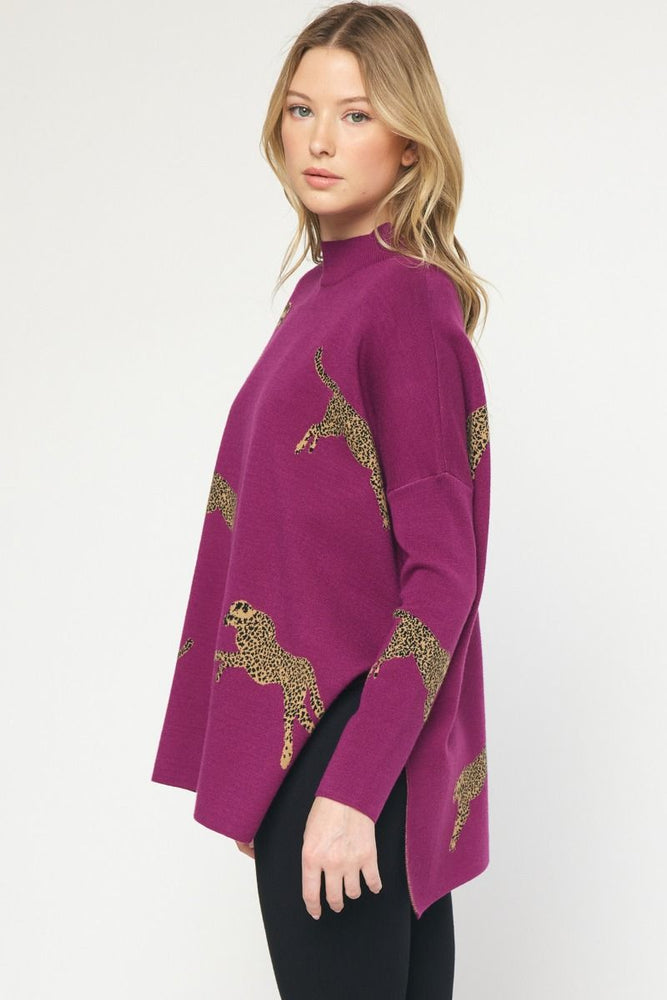 On the Wild Side Sweater in Plum