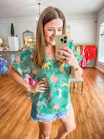 Colorful in the Safari Top in Green
