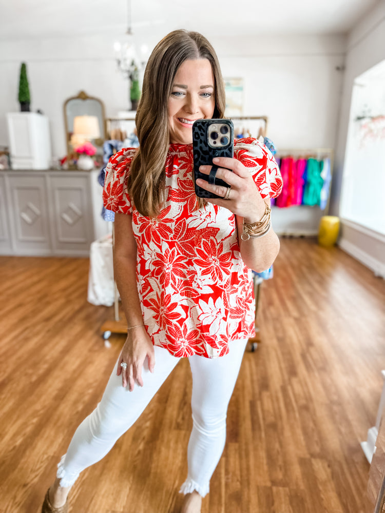 Anything But the Blues Top in Red