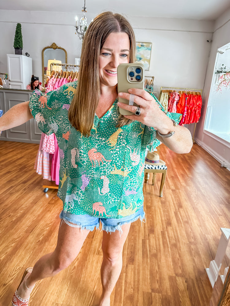 Colorful in the Safari Top in Green
