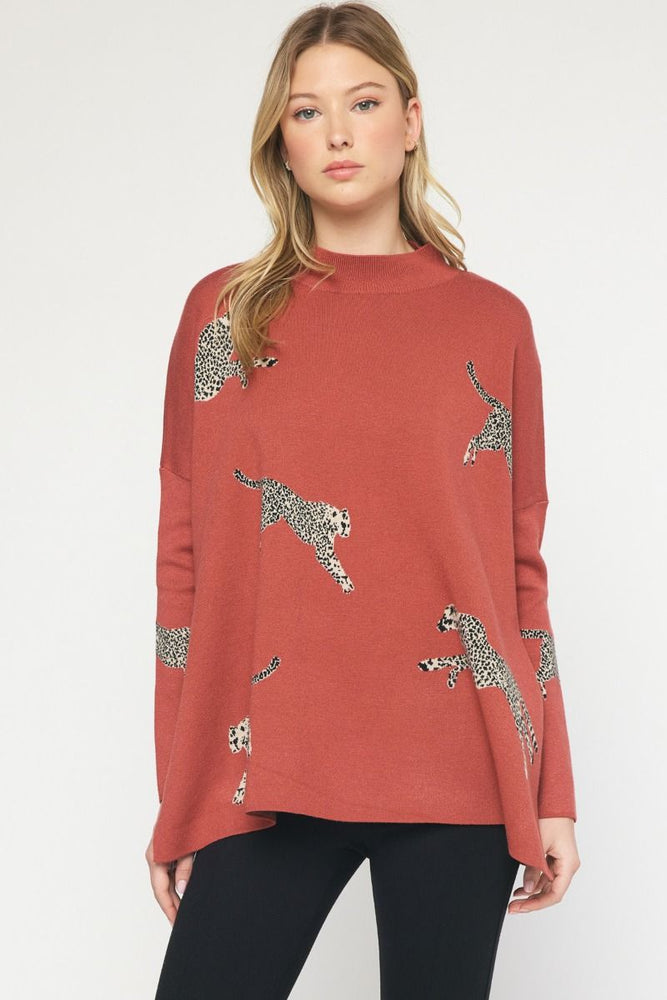 On the Wild Side Sweater in Rust
