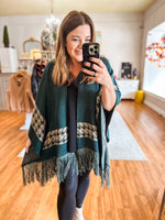 Fall is Back Poncho in Green