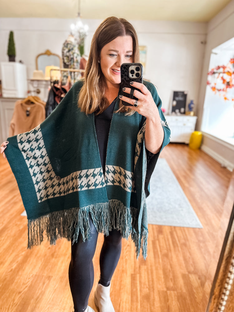 Fall is Back Poncho in Green